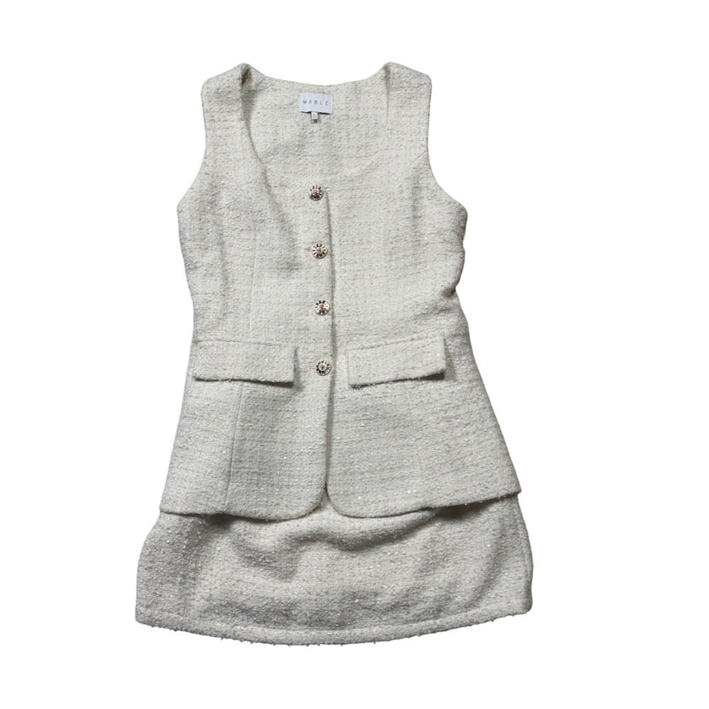 Mable cream tweed mini dress romper coquette chic